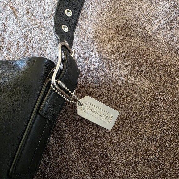 Vintage Coach Legacy Gloved Tan 9186 Black Leather Bucket Shoulder Bag Hobo - Picture 13 of 16